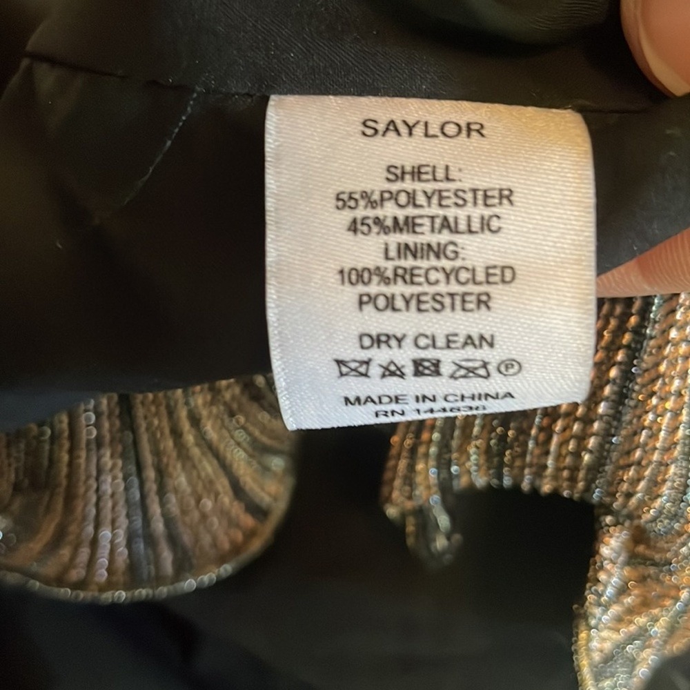 Saylor Halter Sleeveless Midi Dress with Leg Slit Brown Metallic Size Large - Picture 8 of 10